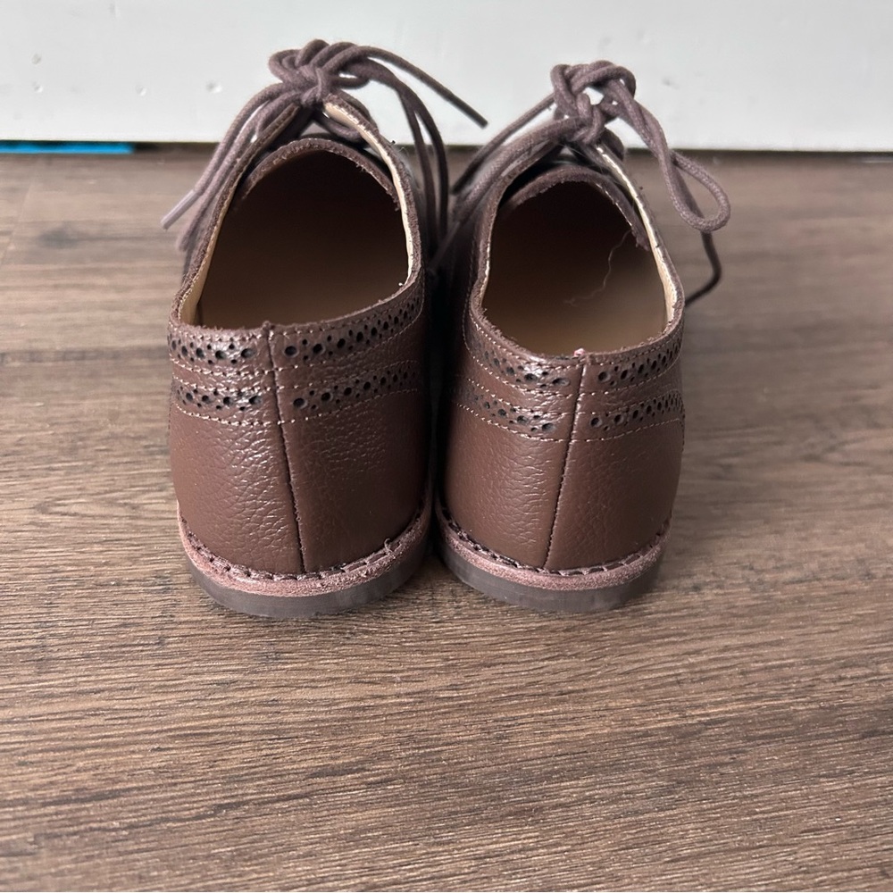 Janie and Jack|Classic Brown Faux Leather Oxford Shoes sz 1 - Picture 3 of 6